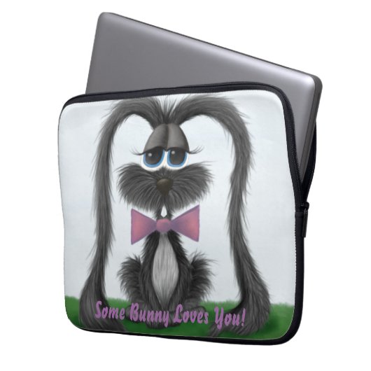 Schattig Bunny Rabbit Laptop Sleeve (Voorkant Links)