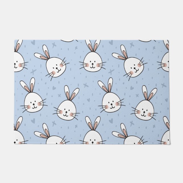 Schattig Bunny Rabbit Pattern Deurmat (Voorkant)