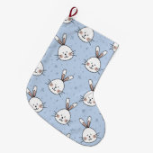 Schattig Bunny Rabbit Pattern Grote Kerstsok (Voorkant (Hangend))