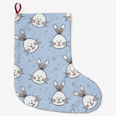 Schattig Bunny Rabbit Pattern Grote Kerstsok (Voorkant)