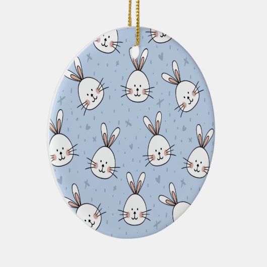 Schattig Bunny Rabbit Pattern Keramisch Ornament (Rechts)