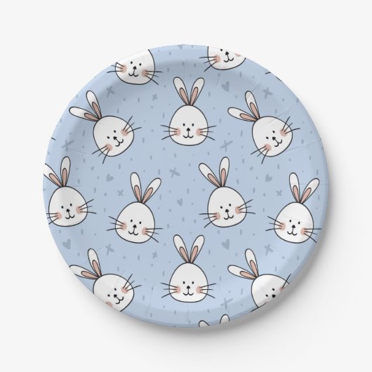 Schattig Bunny Rabbit Pattern Papieren Bordje (Voorkant)