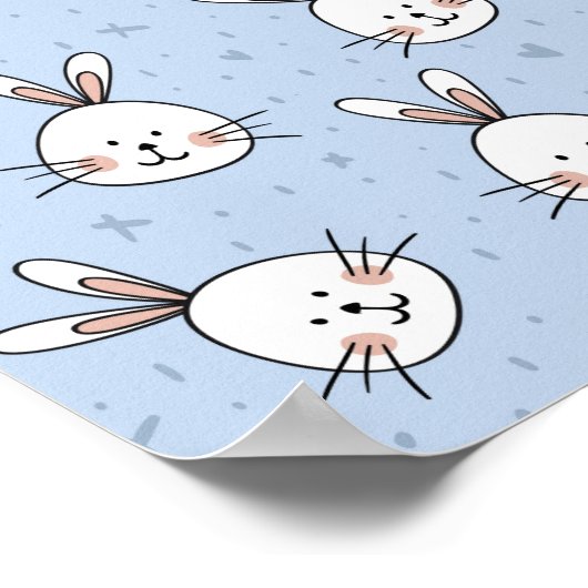Schattig Bunny Rabbit Pattern Poster (Hoek)