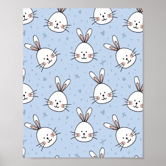 Schattig Bunny Rabbit Pattern Poster (Voorkant)