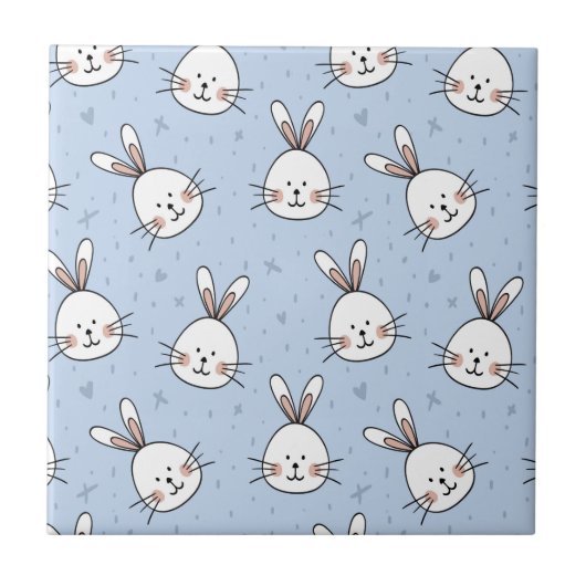 Schattig Bunny Rabbit Pattern Tegeltje (Voorkant)