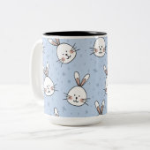 Schattig Bunny Rabbit Pattern Tweekleurige Koffiemok (Voorkant links)