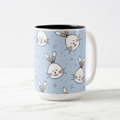 Schattig Bunny Rabbit Pattern Tweekleurige Koffiemok (Voorkant rechts)