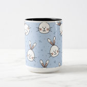 Schattig Bunny Rabbit Pattern Tweekleurige Koffiemok (Center)