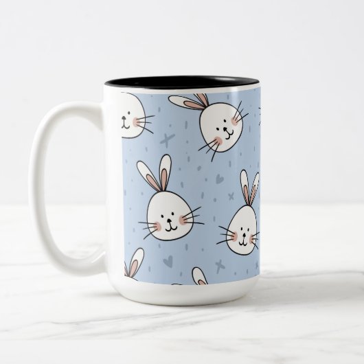 Schattig Bunny Rabbit Pattern Tweekleurige Koffiemok (Links)