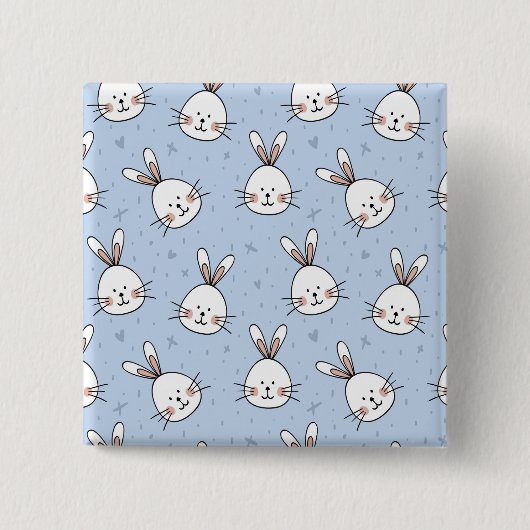 Schattig Bunny Rabbit Pattern Vierkante Button 5,1 Cm (Voorkant)