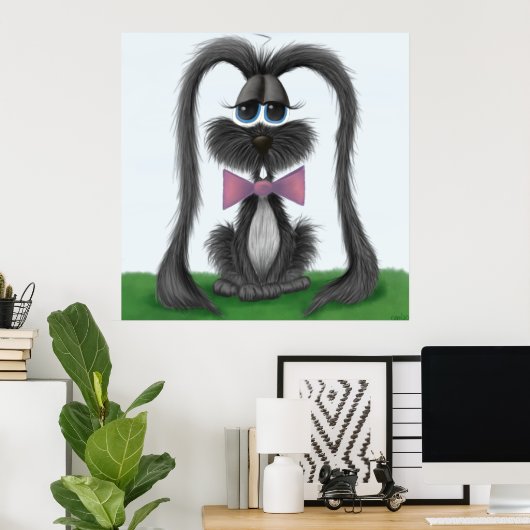 Schattig Bunny Rabbit Poster (Thuiskantoor)