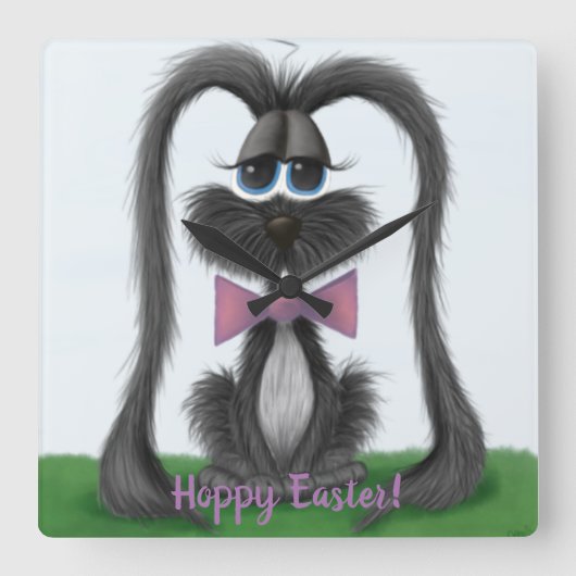 Schattig Bunny Rabbit Vierkante Klok (Voorkant)