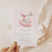 Schattig Bunny Roze Waterverf Boho Meisje Baby sho Kaart