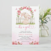 Schattig Bunny Roze Waterverf Boho Meisje Baby sho Kaart (Staand voorkant)