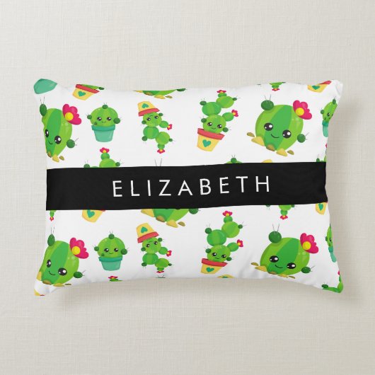Schattig Cactus, Cactus Pattern, Succulent, Jouw n Accent Kussen (Voorkant)