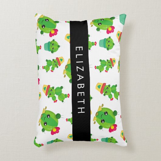 Schattig Cactus, Cactus Pattern, Succulent, Jouw n Accent Kussen (Voorkant(Verticaal))