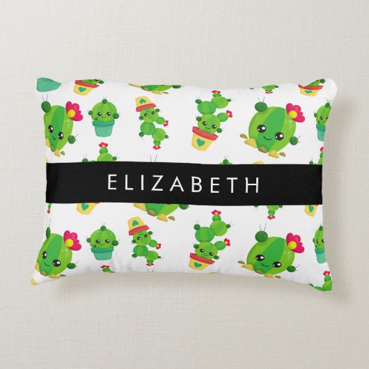 Schattig Cactus, Cactus Pattern, Succulent, Jouw n Accent Kussen (Achterkant)