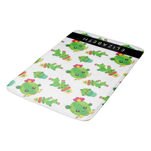 Schattig Cactus, Cactus Pattern, Succulent, Jouw n Badmat (Gekanteld)