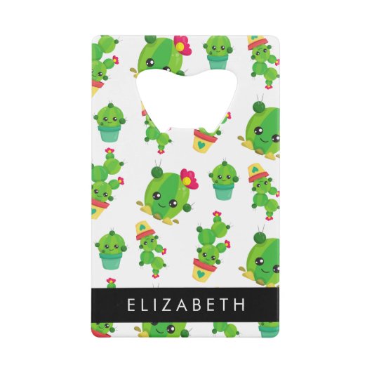 Schattig Cactus, Cactus Pattern, Succulent, Jouw n Creditkaart Flessenopener (Voorkant)