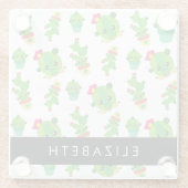 Schattig Cactus, Cactus Pattern, Succulent, Jouw n Glazen Onderzetter (Achterkant)
