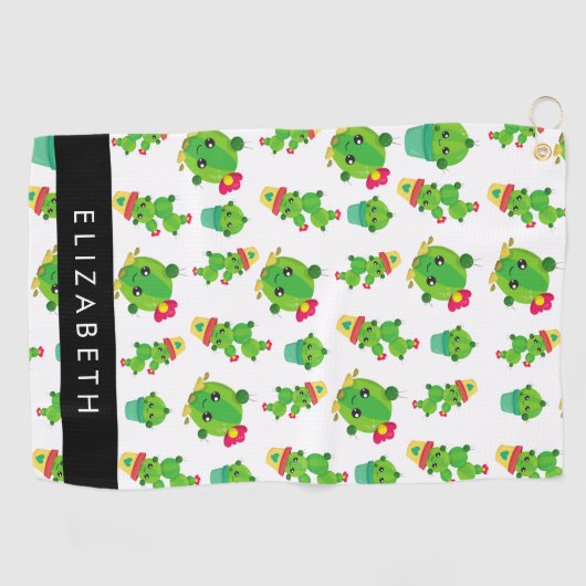 Schattig Cactus, Cactus Pattern, Succulent, Jouw n Golfhanddoek (Horizontaal)