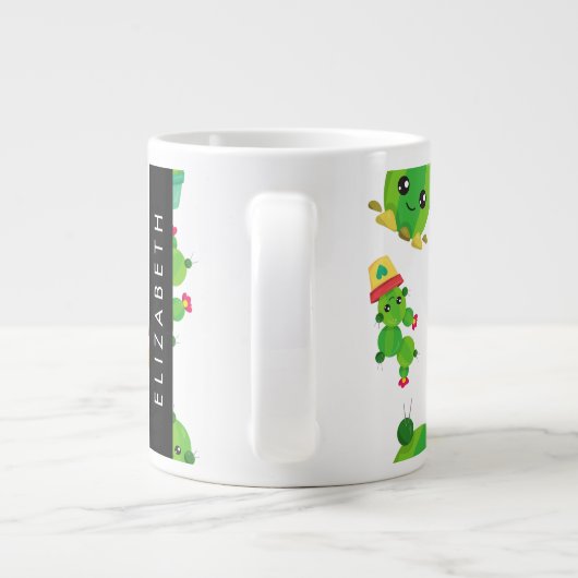 Schattig Cactus, Cactus Pattern, Succulent, Jouw n Grote Koffiekop (Achterkant)