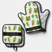 Schattig Cactus, Cactus Pattern, Succulent, Jouw n Ovenwant & Pannenlap Set (Voorkant / Achterkant)