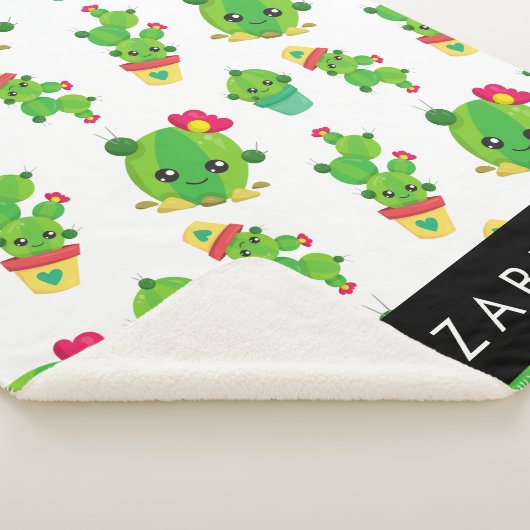 Schattig Cactus, Cactus Pattern, Succulent, Jouw n Sherpa Deken (3/4)