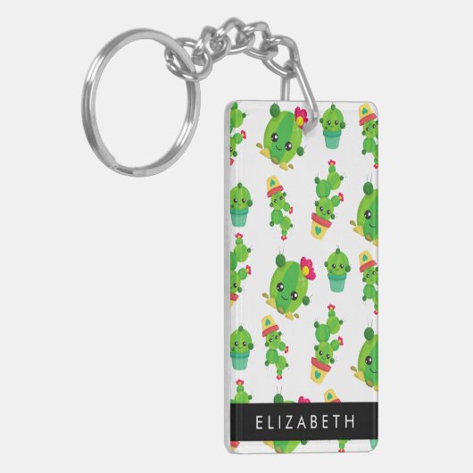 Schattig Cactus, Cactus Pattern, Succulent, Jouw n Sleutelhanger (Voorkant Links)