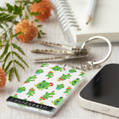 Schattig Cactus, Cactus Pattern, Succulent, Jouw n Sleutelhanger (Voorkant Rechts)
