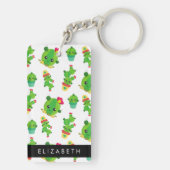 Schattig Cactus, Cactus Pattern, Succulent, Jouw n Sleutelhanger (achterkant)