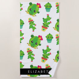 Schattig Cactus, Cactus Pattern, Succulent, Jouw n Strandlaken