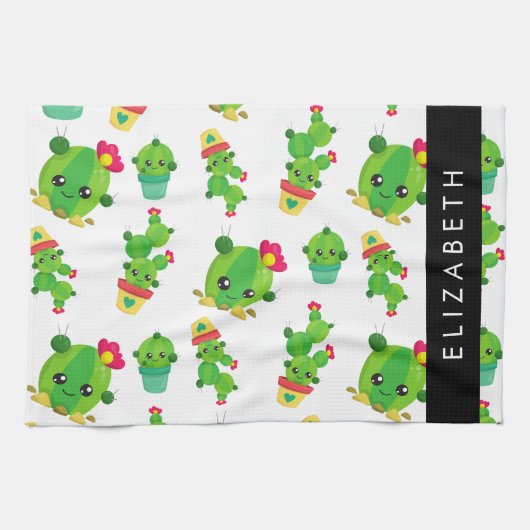 Schattig Cactus, Cactus Pattern, Succulent, Jouw n Theedoek (Horizontaal)