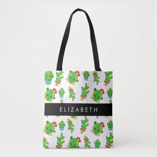 Schattig Cactus, Cactus Pattern, Succulent, Jouw n Tote Bag (Voorkant)