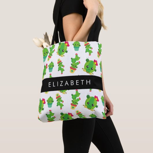 Schattig Cactus, Cactus Pattern, Succulent, Jouw n Tote Bag (Dichtbij)