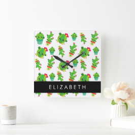 Schattig Cactus, Cactus Pattern, Succulent, Jouw n Vierkante Klok