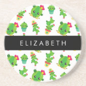 Schattig Cactus, Cactus Pattern, Succulent, Jouw n Zandsteen Onderzetter (Voorkant)