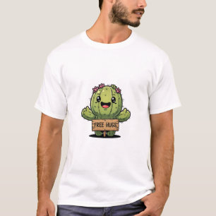 Schattig Cactus Cartoon Karakter dat Gratis Knuffe T-shirt
