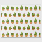 Schattig Cactus Characters Wrapping Paper Cadeaupapier (Vlak)