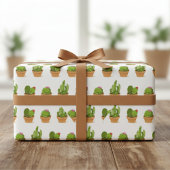Schattig Cactus Characters Wrapping Paper Cadeaupapier
