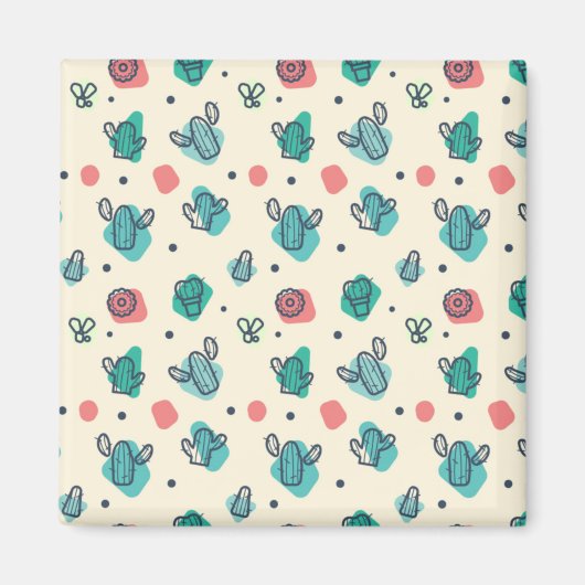 Schattig Cactus Patroon Magneet (Voorkant)
