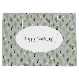 Schattig cactus patroon monogram groot cadeauzakje