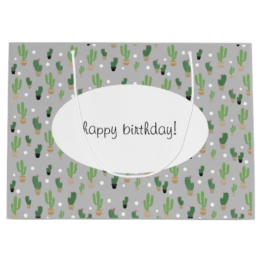 Schattig cactus patroon monogram groot cadeauzakje (Voorkant)
