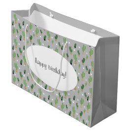 Schattig cactus patroon monogram groot cadeauzakje