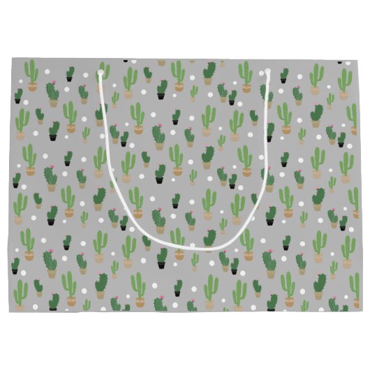 Schattig cactus patroon monogram groot cadeauzakje (Achterkant)
