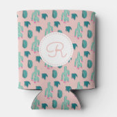 Schattig Cactus Tekenpatroon | Monogram Blikjeskoeler (Achterkant)