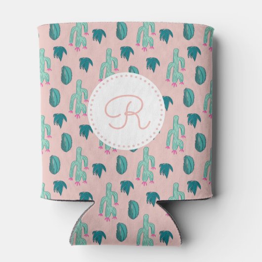 Schattig Cactus Tekenpatroon | Monogram Blikjeskoeler (Achterkant)