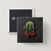 Schattig cactusteken vierkante button 5,1 cm (Voorkant /achterkant)