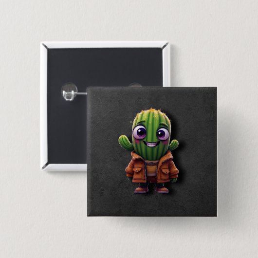Schattig cactusteken vierkante button 5,1 cm (Voorkant /achterkant)