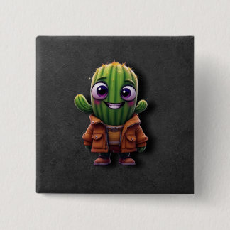 Schattig cactusteken vierkante button 5,1 cm